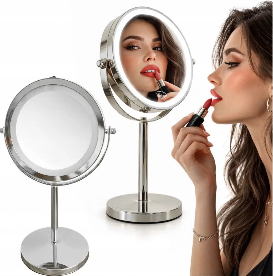 Lusterko Do Makijażu PREMIUM Kosmetyczne POWIĘKSZAJĄCE 10X Podświetlane LED