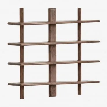 Regał Ścienny ↔︎120 Cm Z Drewna Akacjowego Erisu Ciemny Akacjowy Brąz & 4 Półki - Sklum