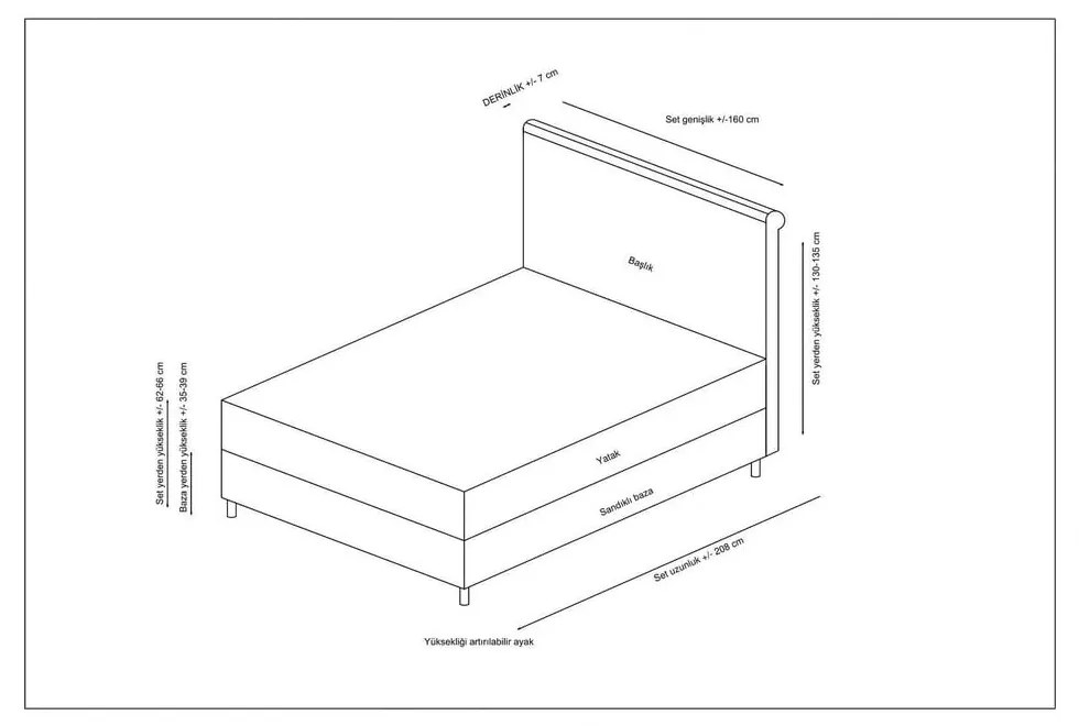 Beżowe łóżko boxspring ze schowkiem 140x200 cm Sonata – Kalune Design