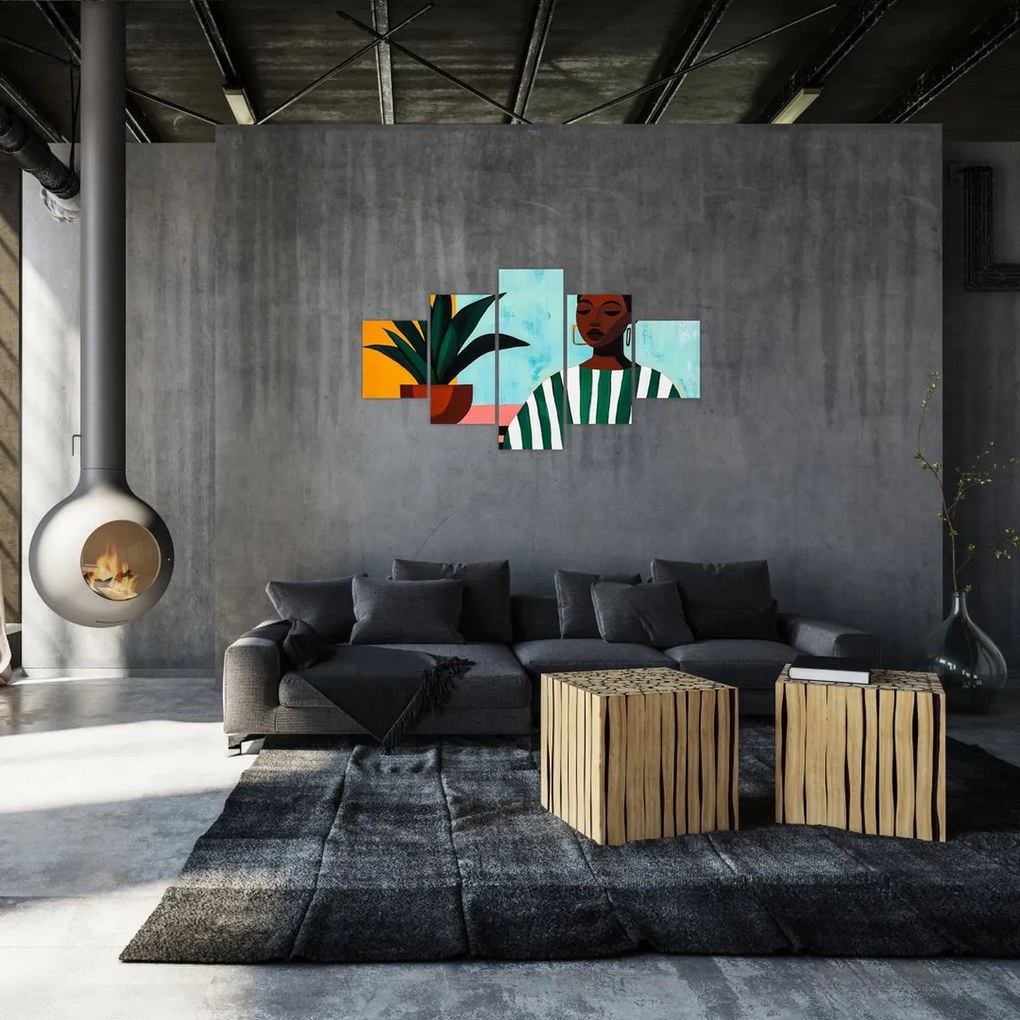 Obraz - Kobieta z kwiatem (125x70 cm)