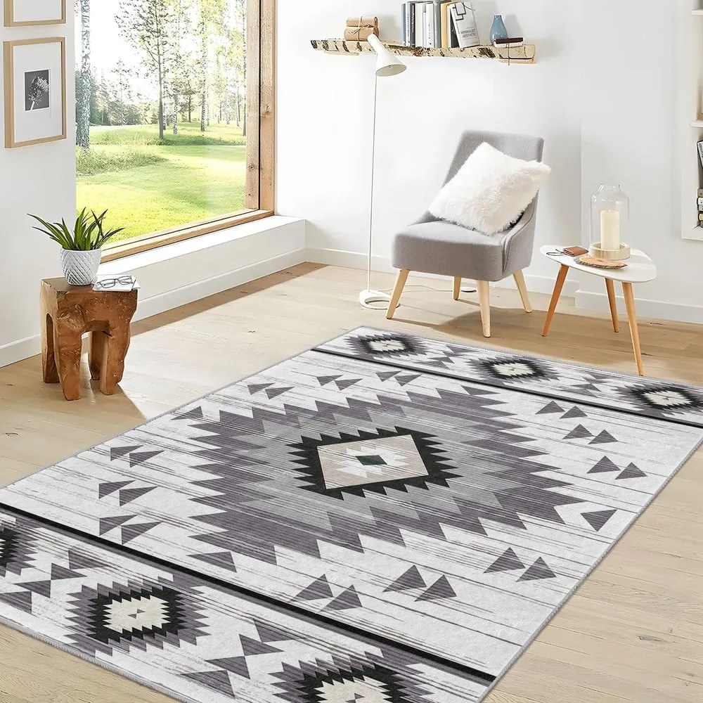 Jasnoszary dywan odpowiedni do prania 80x150 cm Ethnic Geo – Mila Home