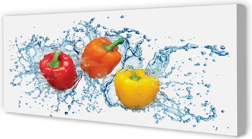 Obraz drukowany na płótnie Papryki w Krystalicznej Wodzie