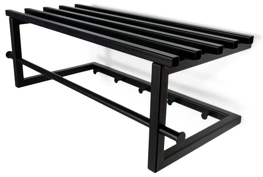 Czarny metalowy wieszak ścienny z półką 76 cm Marco – Spinder Design