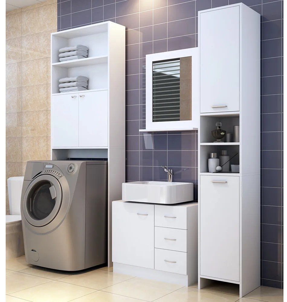 Szafka pod umywalkę z 3 szufladami SILKE, 63x30x54cm, biała Casaria