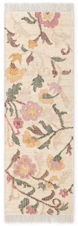 Kremowy chodnik z juty tkany ręcznie 80x200 cm Roya Violette – Elle Decoration