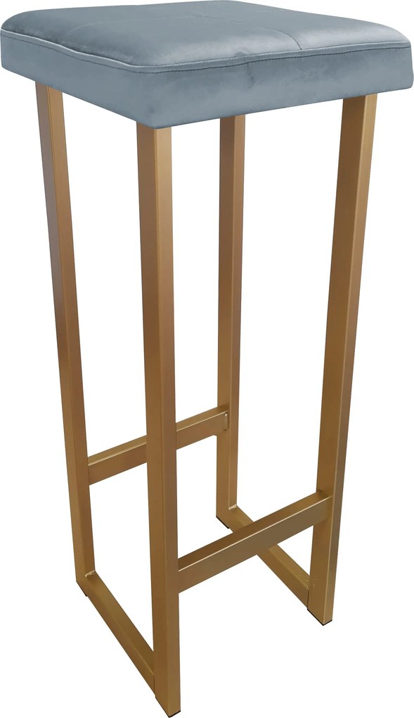 Hoker ALEX krzesło barowe tkanina Welur podstawa metalowa : Kolor Stelaża - Złoty, Kolor tkaniny - VELVET - BL06, Wysokość - 90 cm