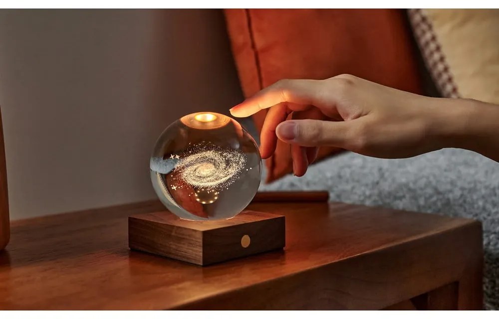 Ciemnobrązowa lampa stołowa ze ściemniaczem i szklanym kloszem (wys. 12 cm) Amber – Gingko