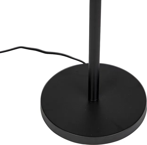Nowoczesna lampa podłogowa czarna z beżowym abażurem bouclé 50cm - Simplo