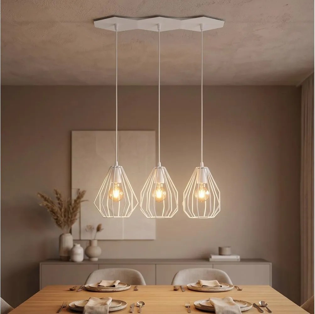 LED Żyrandol na linkach BRYLANT 3xE27/60W/230V biały