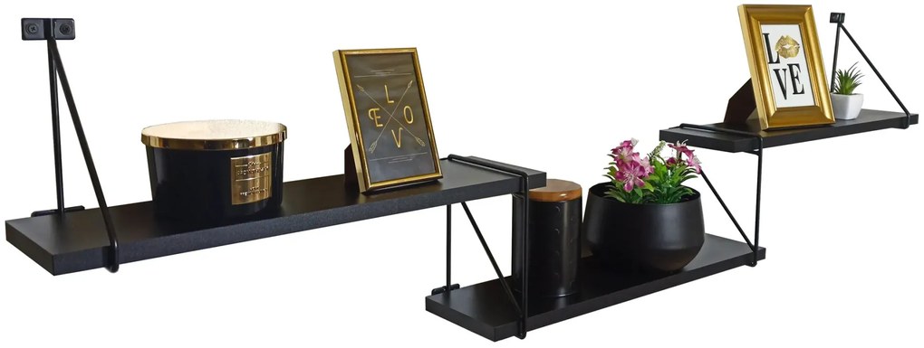 Czarna półka ścienna w stylu loft - Xeris 3X