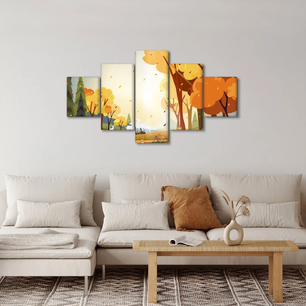 Obraz - Jesienny krajobraz, ilustracja (125x70 cm)