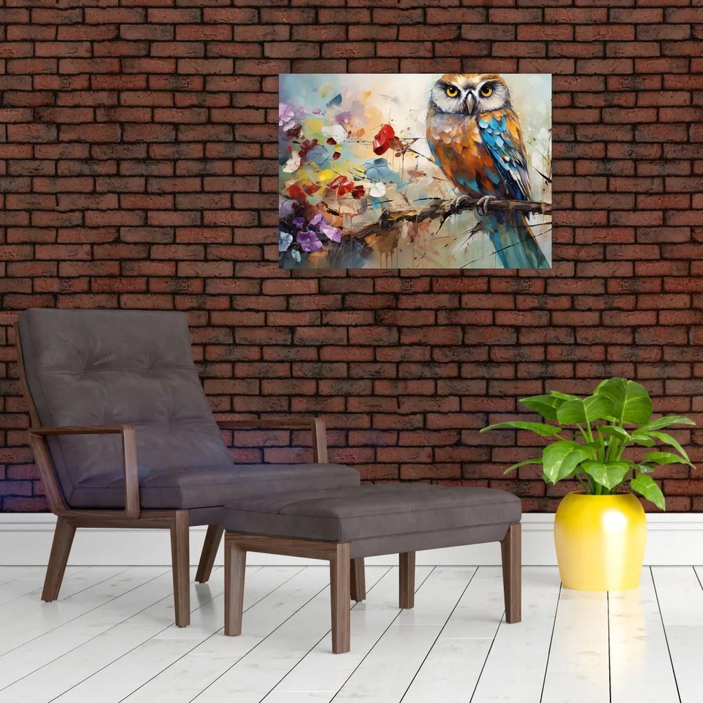 Obraz na szkle - Malowana sowa (70x50 cm)