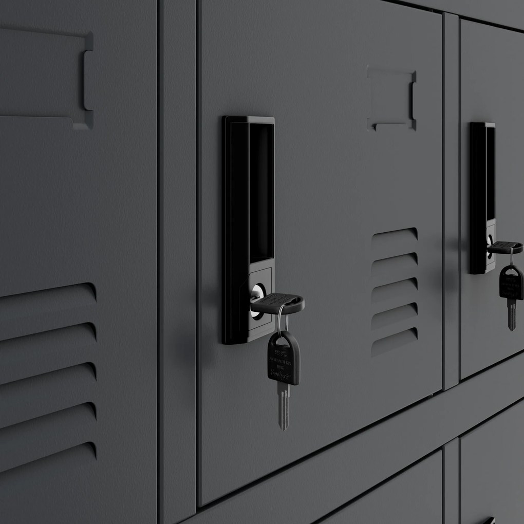 Skrytkowa szafa socjalna KAROL, 900 x 1850 x 400 mm, antracytowa