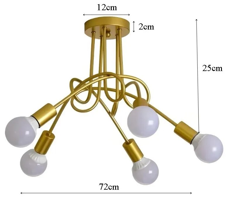 Lampa sufitowa metalowa loft supła wisząca AT42-5SZ-Gold