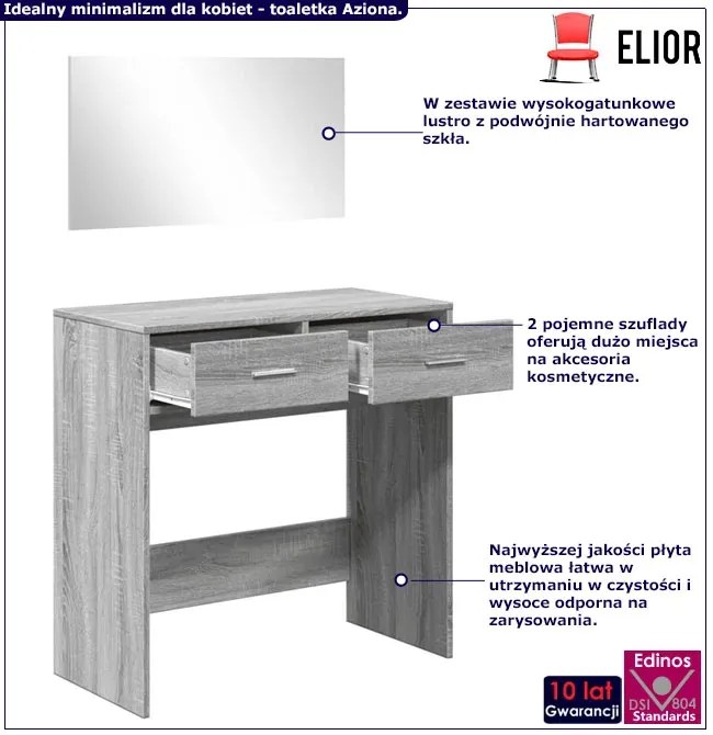 Komplet toaletka z lustrem szary dąb sonoma L5-F29