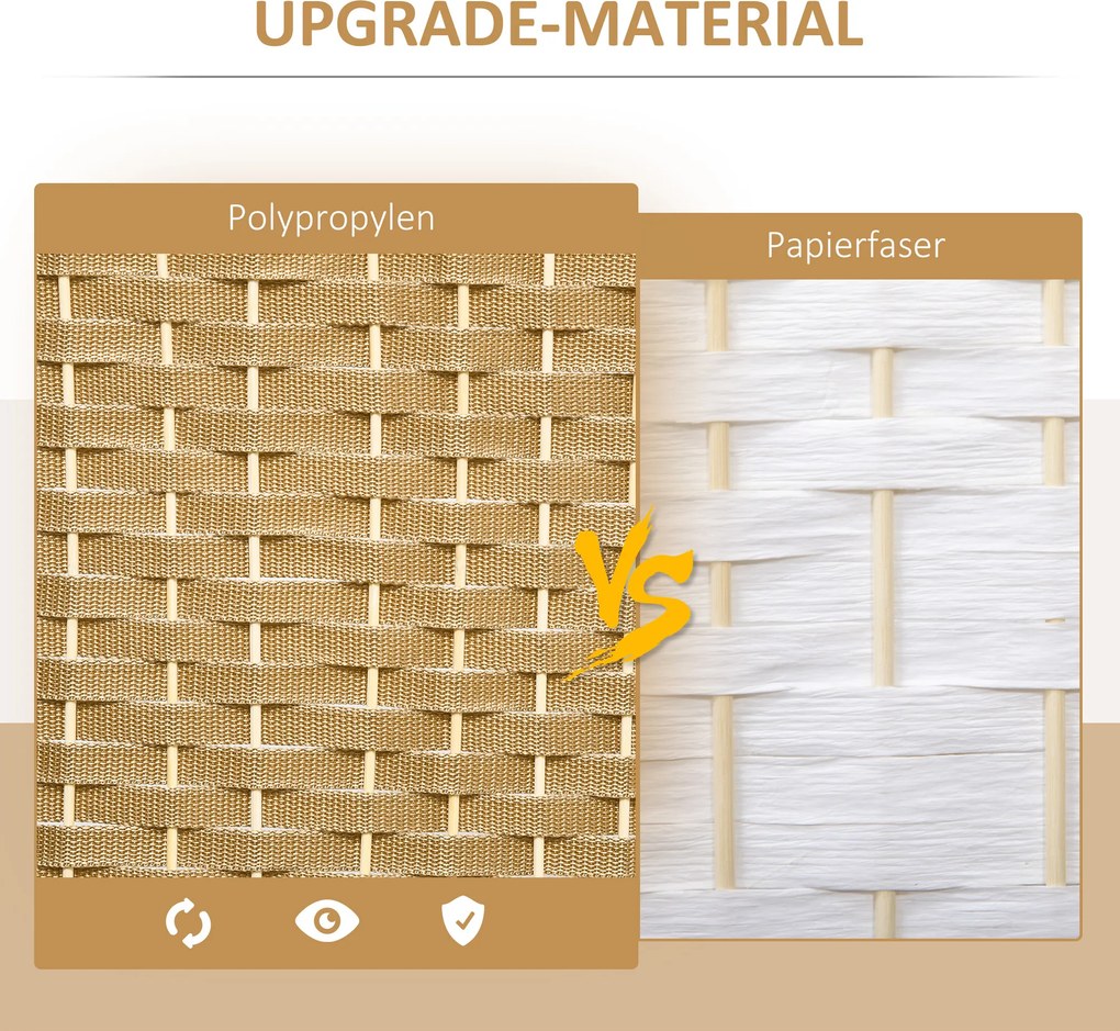 HOMCOM 6-częściowy Parawan, Składany Parawan do Ochrony Prywatności, Ścianka Działowa do Salonu, Sypialni, Biura Domowego, Naturalny