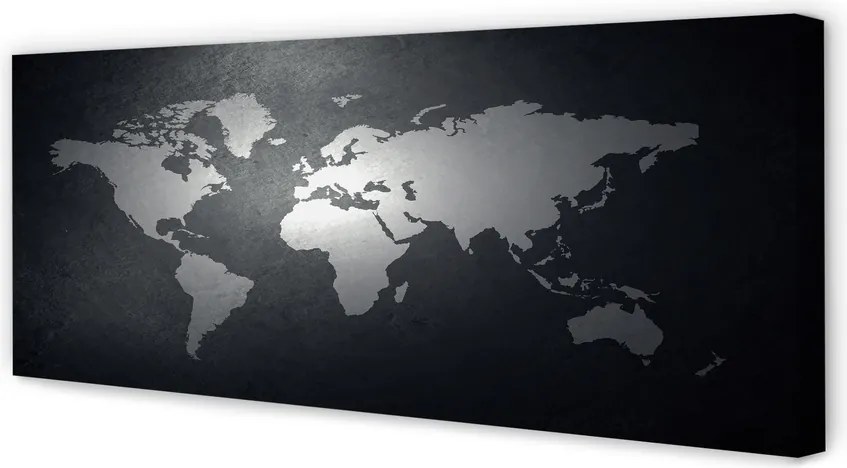 Obraz na płótnie Biała Mapa na Czarnym Tle