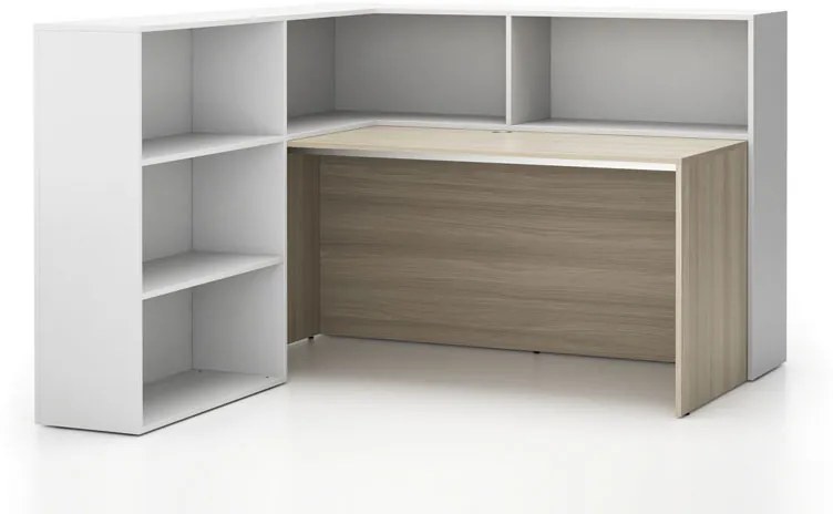 Zestaw biurowy narożny SEGMENT, lewy, dąb naturalny/biały