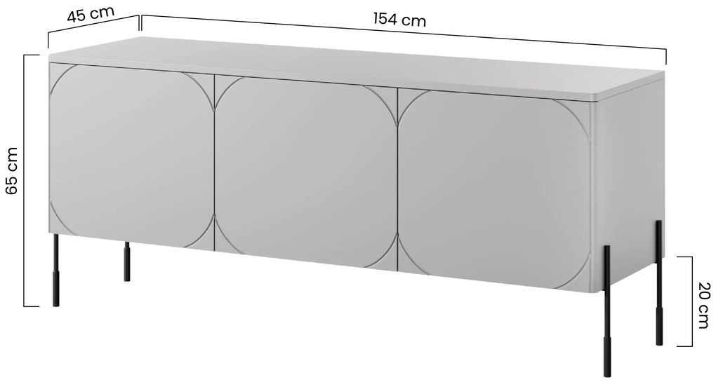 Szafka RTV trzydrzwiowa Sonatia na metalowych nogach 150 cm - kaszmir