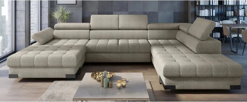 Narożnik SELVA XL Lewostronny z funkcją spania i pojemnikiem MEMPHIS 05 TRUFLOWY WERSAL