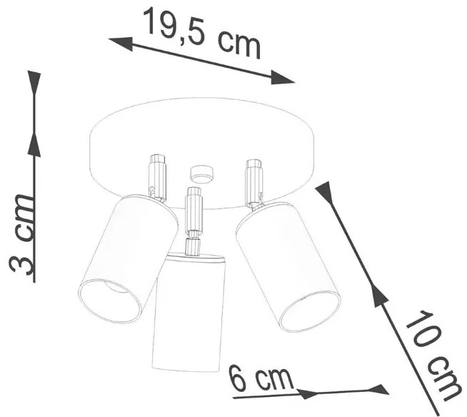 Lampa sufitowa z trzema reflektorami czarny + złoty - A572-Wezo