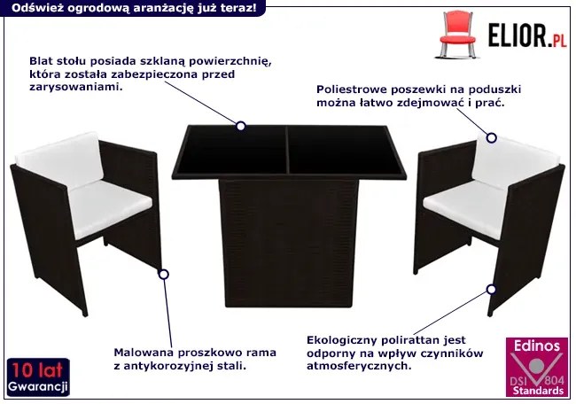 Zestaw brązowych mebli ogrodowych - Cronos