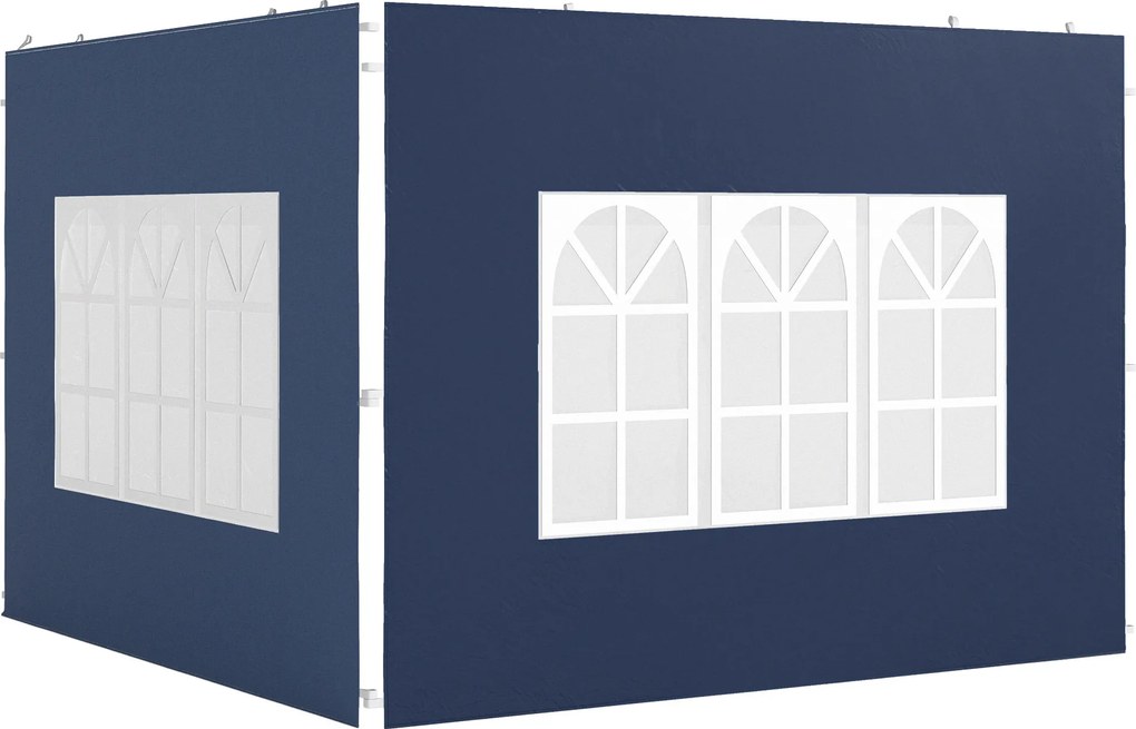 Outsunny 2-częściowy zestaw ścian bocznych do pawilonu 3x3 3x6, wodoodporne ściany z oknami, niebieskie | Aosom PL