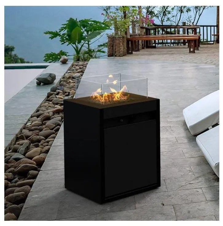 Planika Square GAS - zewnętrzny gaz Kominek 79,7x48 cm 10kW