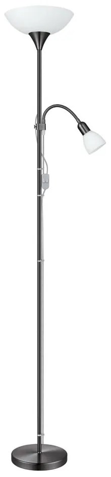 Czarna lampa stojąca ze szklanym kloszem (wysokość 176,5 cm) UP 2 – EGLO