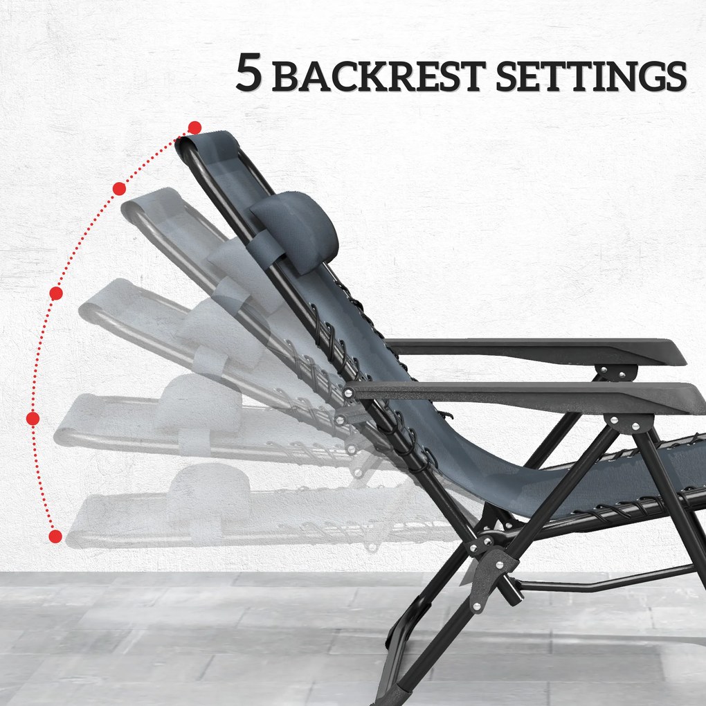 Outsunny Zestaw leżaków Zero Gravity z zagłówkami i stolikiem z 2 uchwytami na napoje | Aosom PL