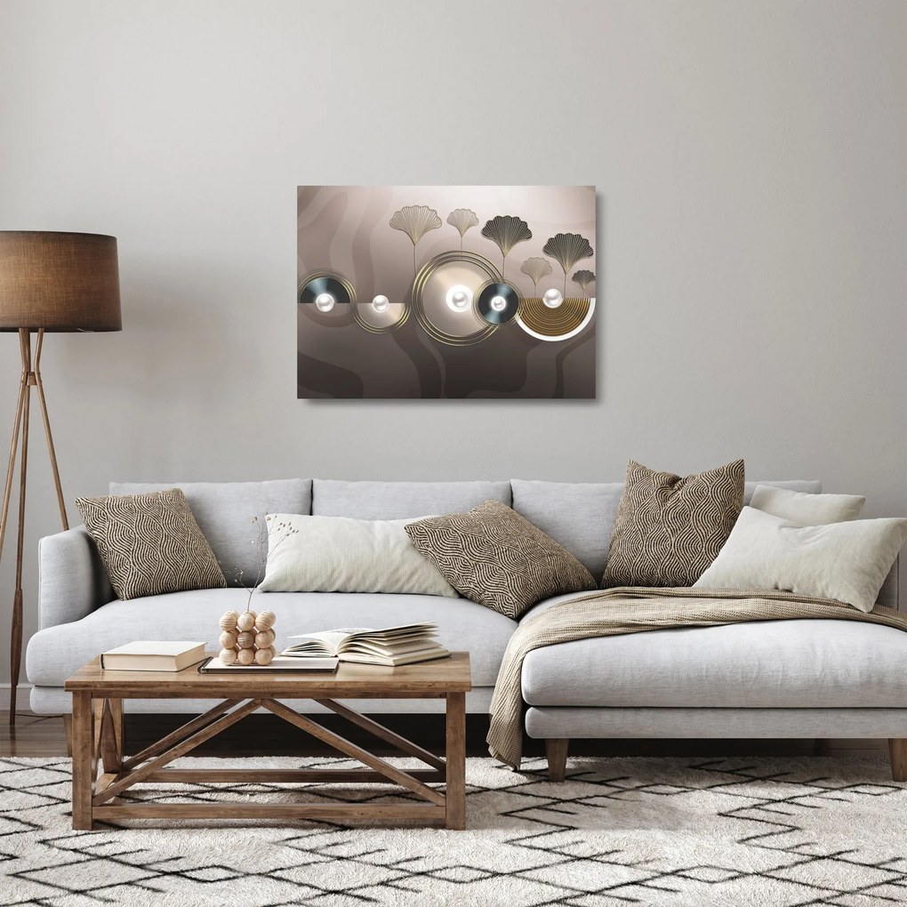 Obraz na szkle - Złotobrązowa abstrakcja (70x50 cm)