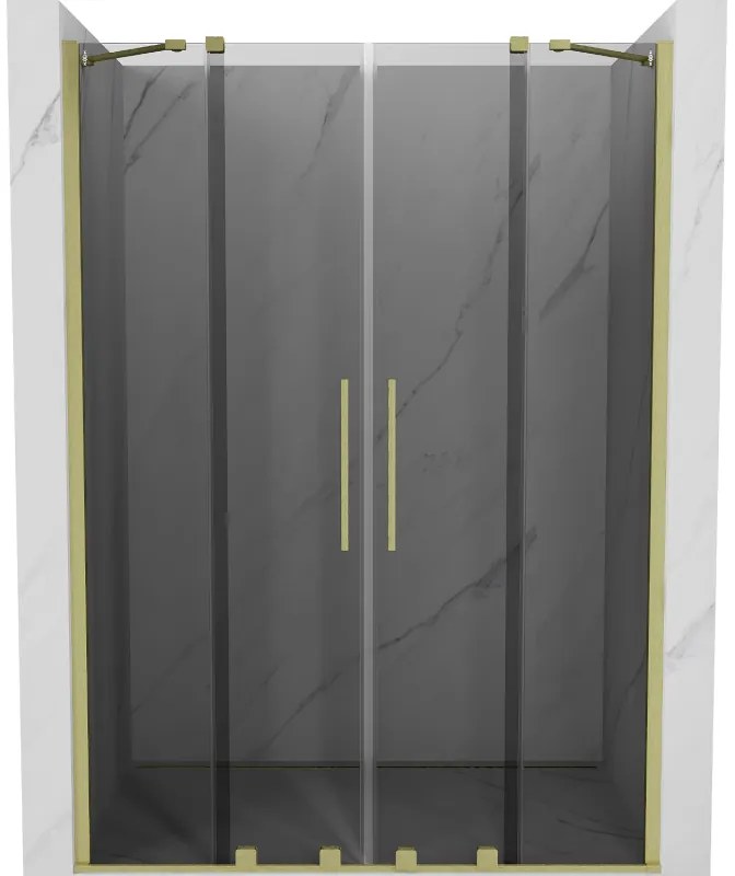 Mexen Velar Duo drzwi prysznicowe rozsuwane 140 cm, grafit, złote szczotkowane - 871-140-000-42-55