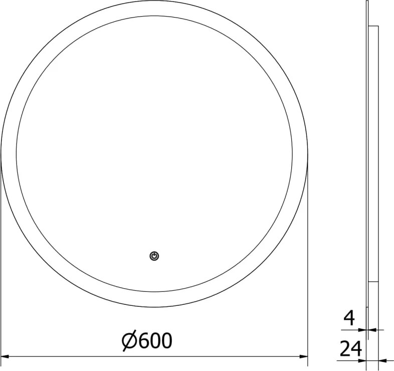 Mexen Oro lustro łazienkowe podświetlane, okragłe 60 cm, LED 6000K, antypara - 9824-060-060-611-00