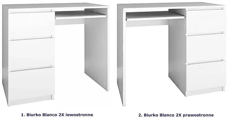 Nowoczesne tanie białe biurko prawostronne Blanco 2X Bolivia 11X