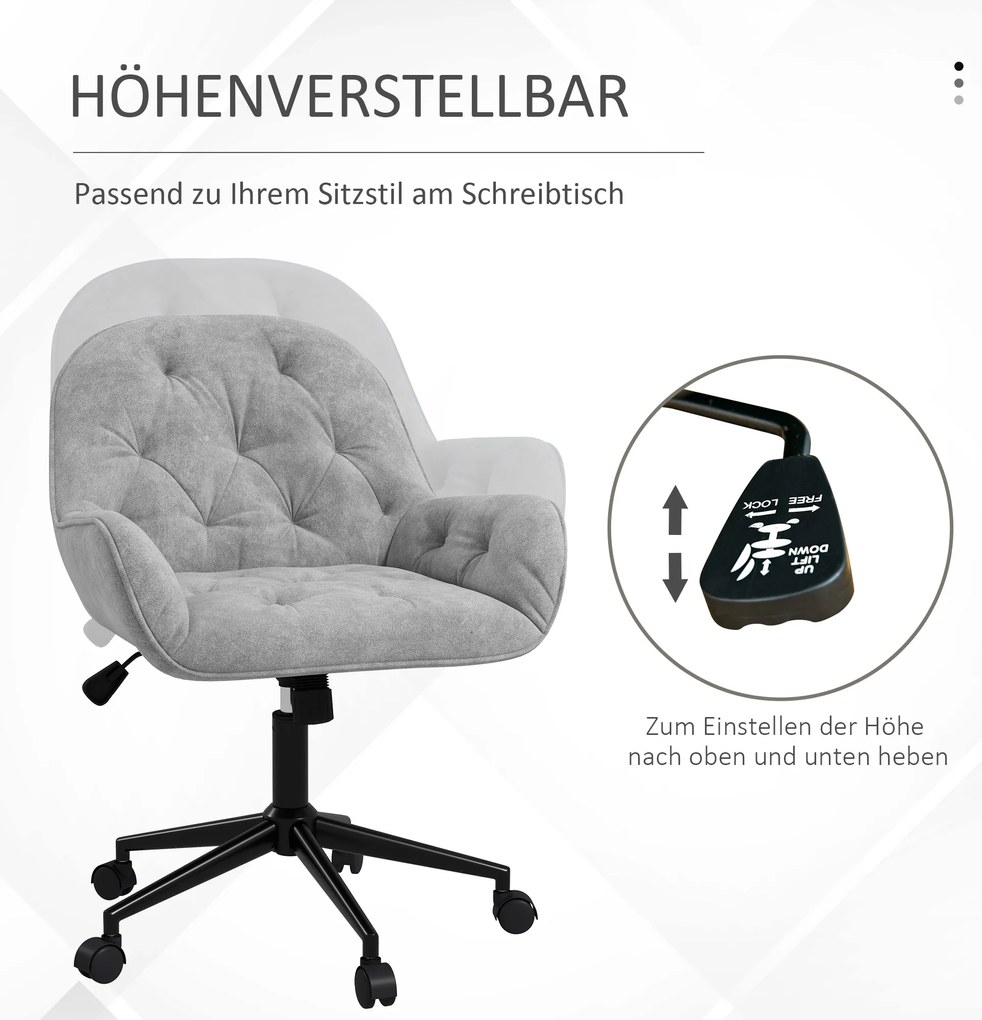 Vinsetto Ergonomiczny fotel wypoczynkowy z miękkim mechanizmem regulacji Jasnoszary metaliczny aksamit