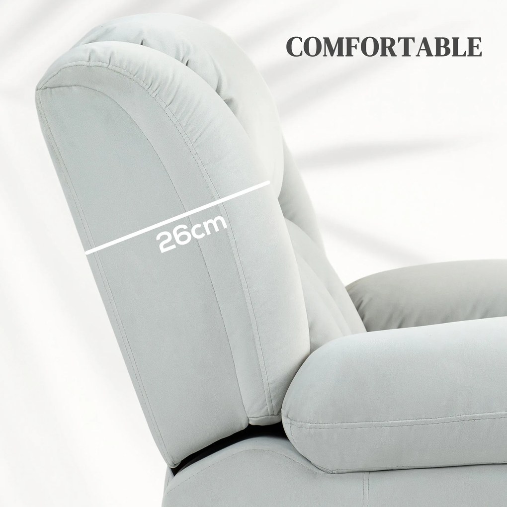 HOMCOM Elektryczny Fotel z Pomocą przy Wstawaniu, Miękki Aksamitny Materiał, Złącza USB