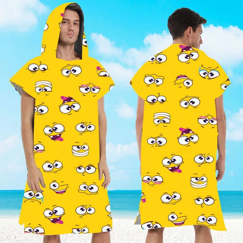 Ponczo plażowe SMILE żółte 80x145 cm