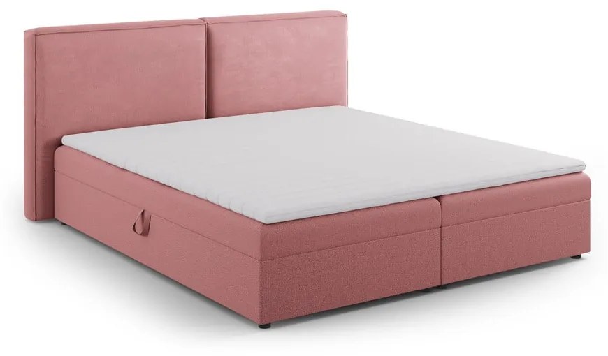 Różowe łóżko boxspring ze schowkiem 140x200 cm Arendal – Cosmopolitan Design