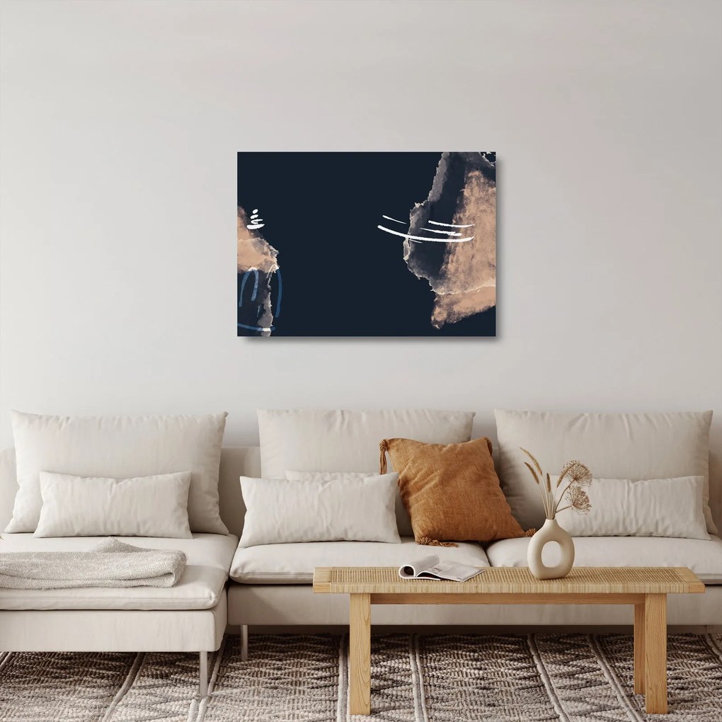 Obraz na szkle - Ciemnoniebieska abstrakcja (70x50 cm)