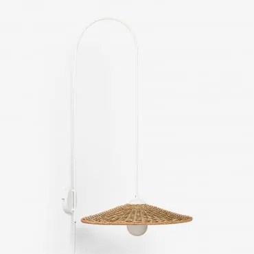 Lampa Ścienna Zewnętrzna Sopant Wykonana Z Żelaza I Syntetycznego Rattanu Biała & ↑100 Cm - Sklum