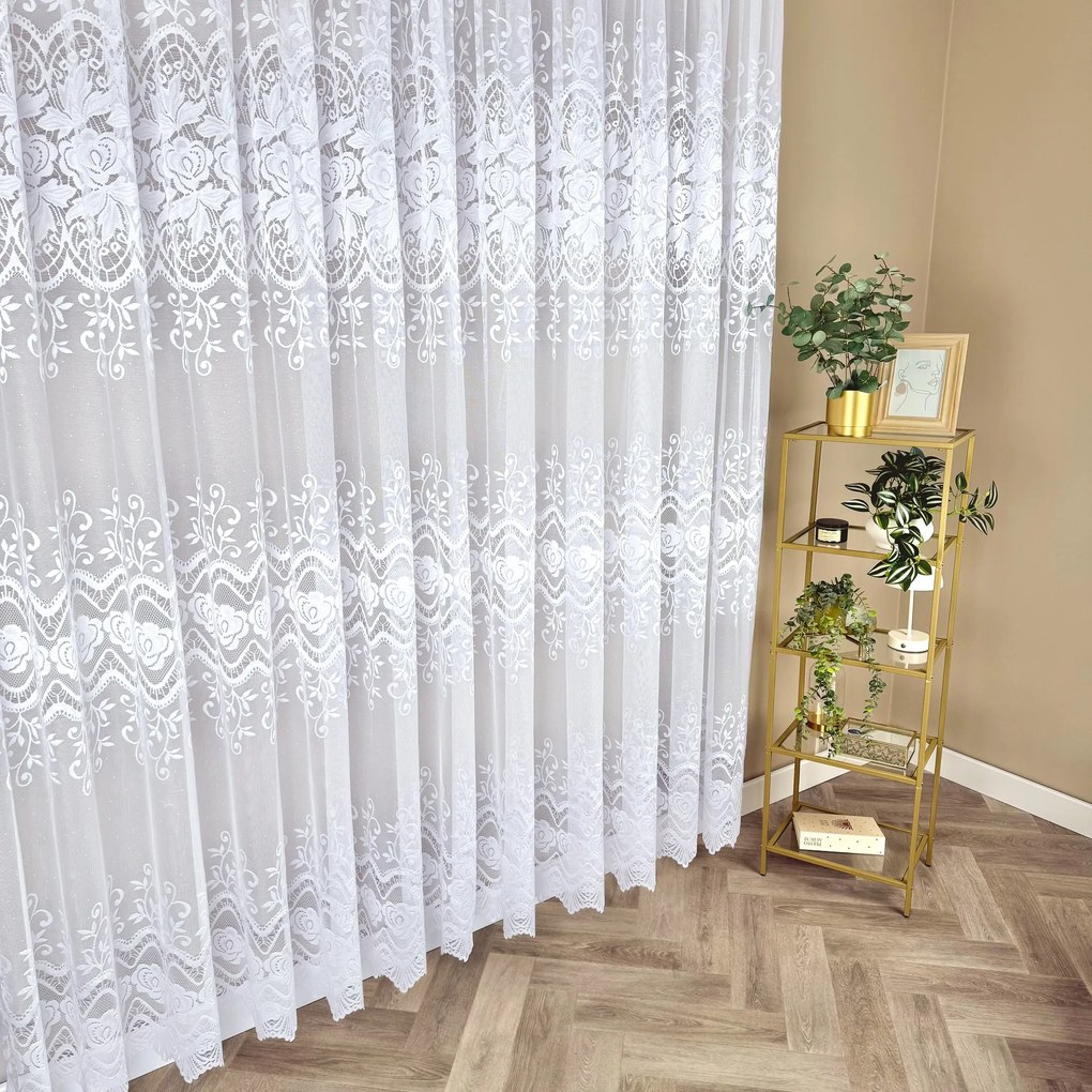 Firana żakardowa Róża trzy ozdobne pasy wzorów - wys. 250 cm