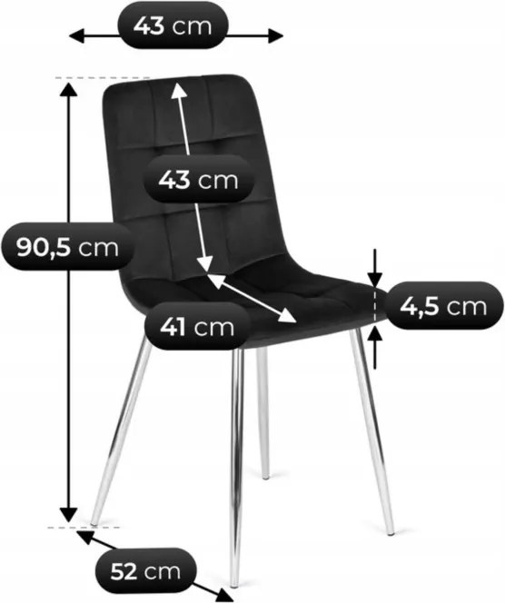 Krzesło Tapicerowane do Jadalni CESAR Czarne Welurowe Nowoczesne Loft