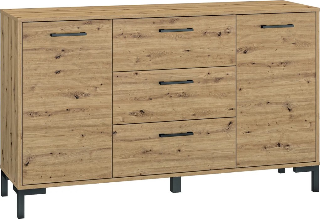 Komoda z szufladami i półkami Nevio 12, dąb artisan