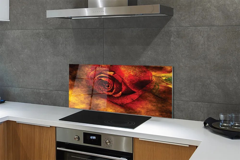 Panel szklany do Kuchni Malarski Obraz Róży