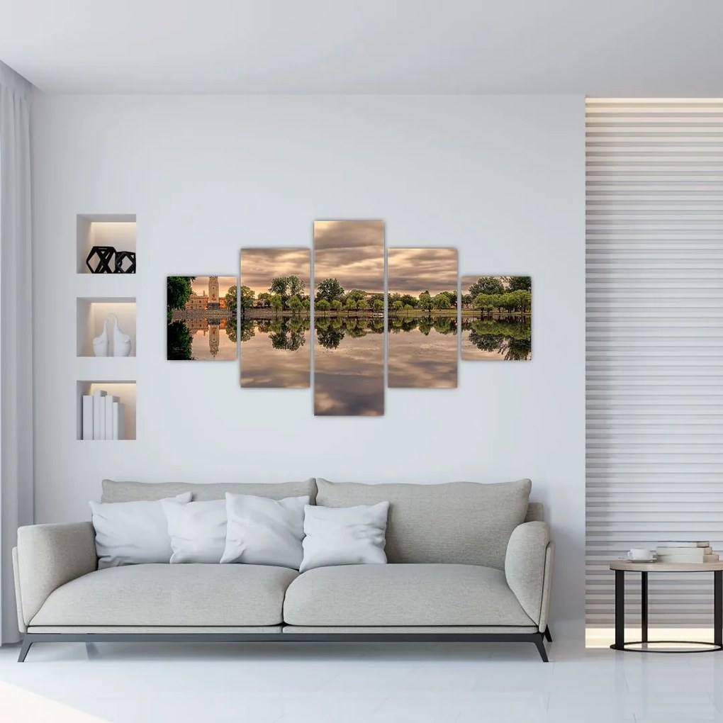 Obraz jeziora i drzew (125x70 cm)