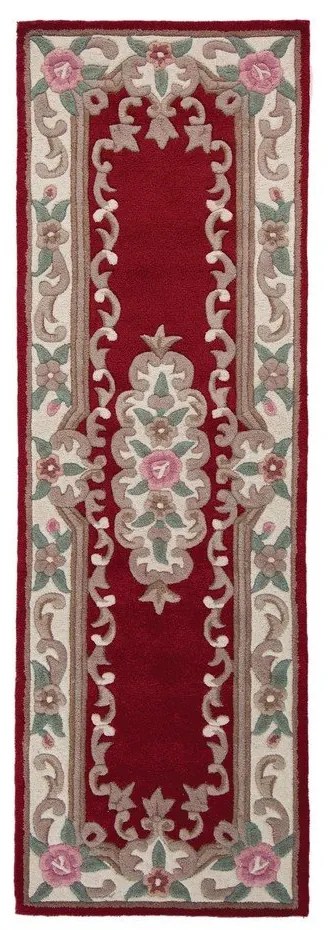 Czerwony wełniany dywan Flair Rugs Aubusson, 67x210 cm