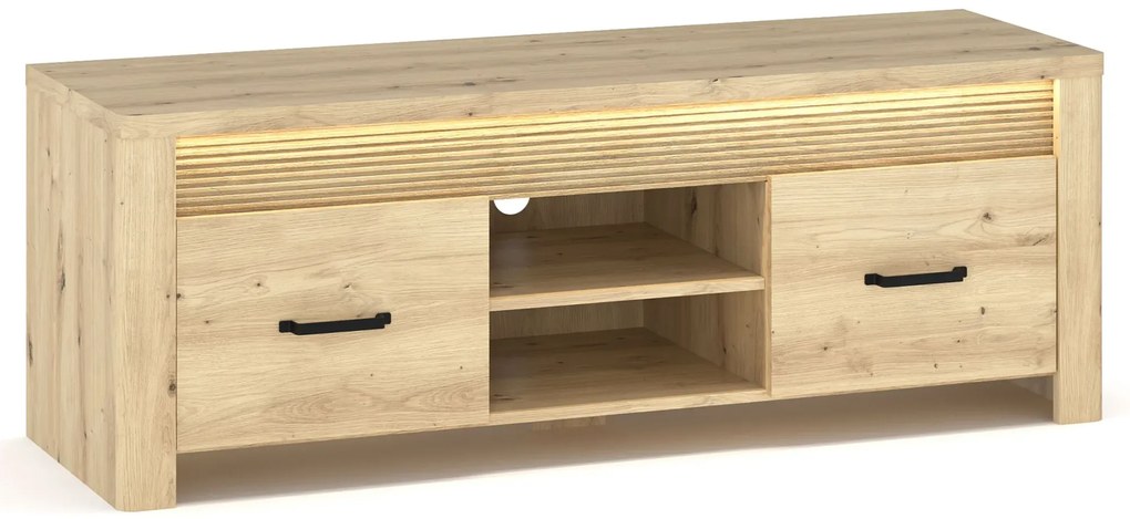 Nowoczesna szafka RTV podświetlana dąb artisan F9-L65