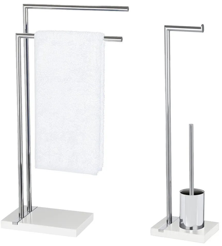 Stojak na ręczniki, papier toaletowy i szczotkę do wc NOBLE WHITE - zestaw, WENKO
