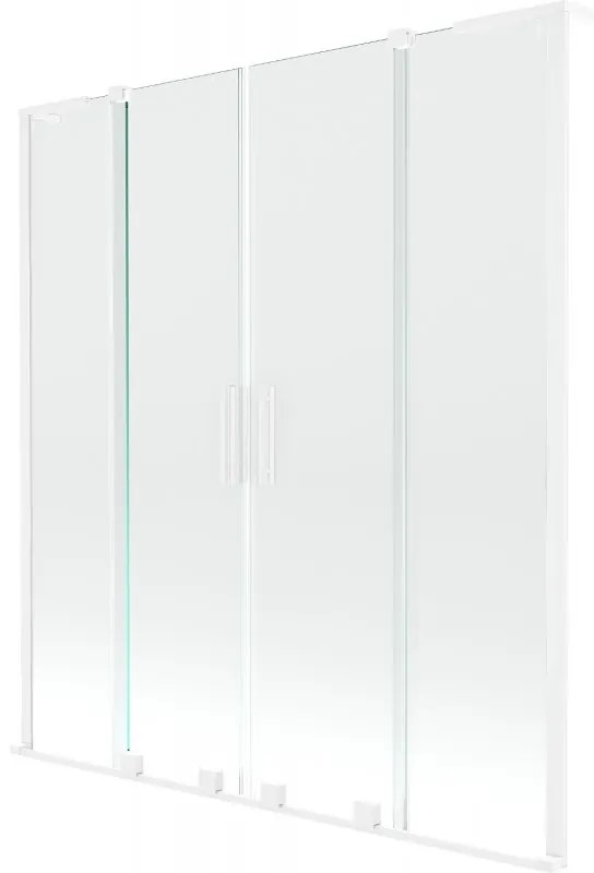 Mexen Velar L Duo parawan nawannowy 2-skrzydłowy rozsuwany 140 x 150 cm, transparent, biały - 896-140-003-02-20