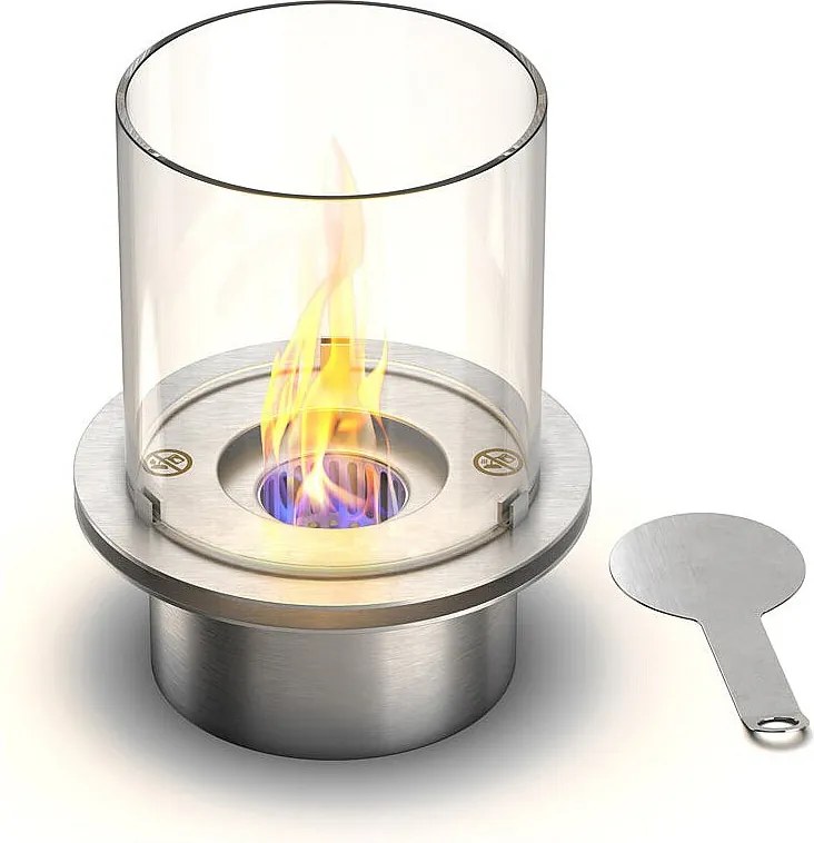 Okrągły palnik z szybą do biokominka, biokominek ze stali nierdzewnej, 1,5 l, średnica 25 cm.